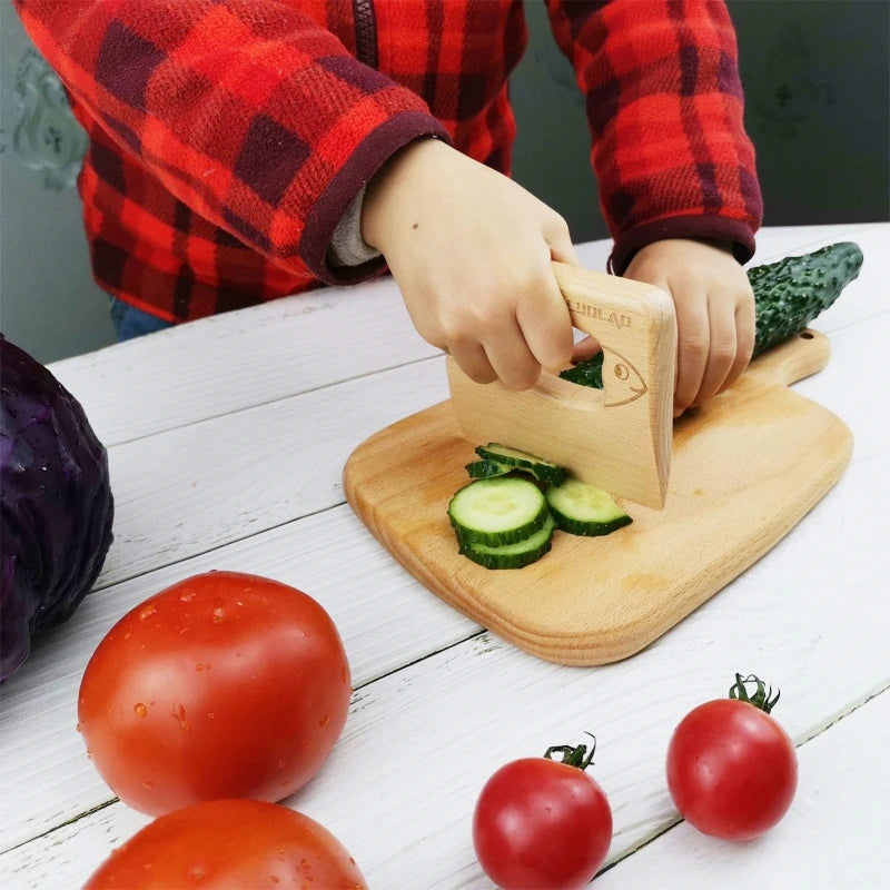 Wooden Knife for Cooking Cute Fish Dinosaur Shape Kitchen Toy Vegetable Fruit Cutter Kitchen Tool Toys Wood Knife for