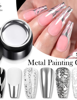 5ml Metallic Painting Gel Polish Strong Silver Effection Nail Art Soak Off Gel Nail Polish Silver Mirror Gel