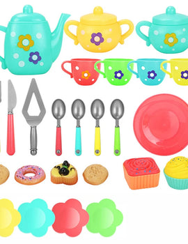 Afternoon Tea Set Toys for Girls Boys Colorful Simulation Play House Tea Cup Teapot Spoon Saucer Cake Kit Toys