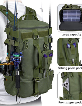 Large Capacity Fishing Gear Storage Backpack Fishing Bag Wet Dry Separation Splash-proof LUYA Bag Hiking Fishing Camping Packs