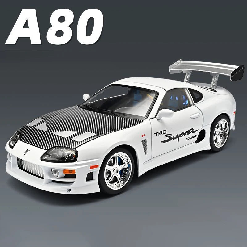 1 24 Scale Supra A80 JDM Supercar Diecast Pull Back Model Car with Sound and Light