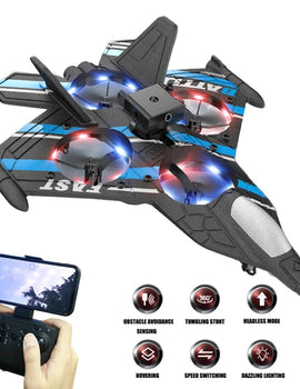 RC Plane with Camera Helicopter Remote Control Aircraft Obstacle Avoidance Fighter 2.4G Airplane EPP Foam Plane Toys