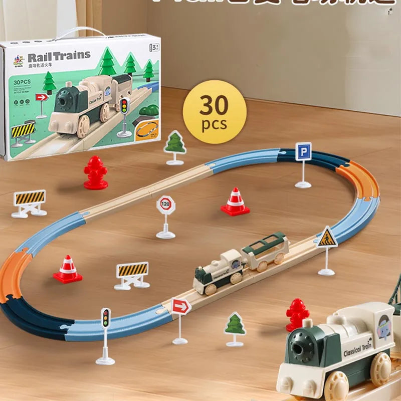 Electric Christmas Track Toy Set DIY Toys Puzzle Assembled Railway Track Building Block Track Toy for Christma Gift