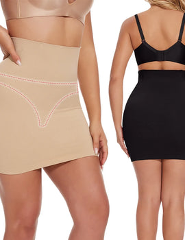 Half Slips for Under Dress Women Shapewear Tummy Control Slim Waist Body Shaper Half Skirts Thongs 2 in 1 Butt Lifter Underwear