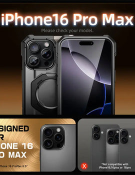 For iPhone 16 Pro Max Case with Camera Control Capture Button UB Grip Heavy Duty Rugged Phone Case with Stand