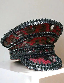 Bling Captain Hat Rhinestone Captains Hat for Men Steampunk Handmade Burning Man Mardi Gras Music Festival HongLuan Unisex