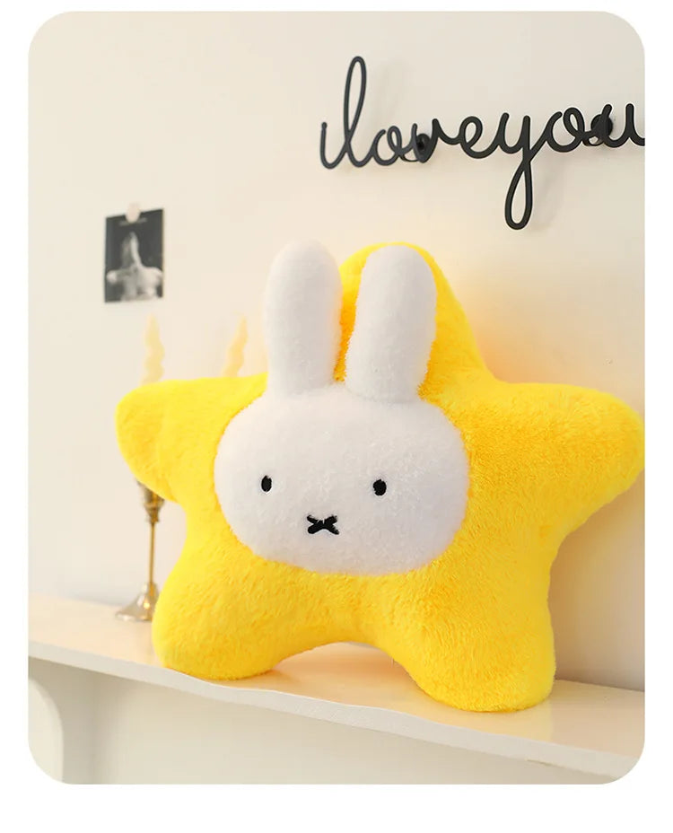 New Kawaii Miffy Stuffed Doll Miffy Star Pillow Plush Toy for Kids Anime Birthday Gift Soft Cuddly Sleeping Buddy for Girls