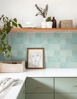 3D Tile Stickers, Self-adhesive Green Tile Backsplash for Kitchen Bathroom, Waterproof, Matt, 30 x 30cm, Interior Wall Decor