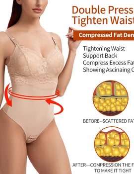 Lace Thongs Bodysuit Shapewear Women Seamless Full Body Shaper Waist Slim Tummy Control Underwear Flat Belly Smooth Corset Nude