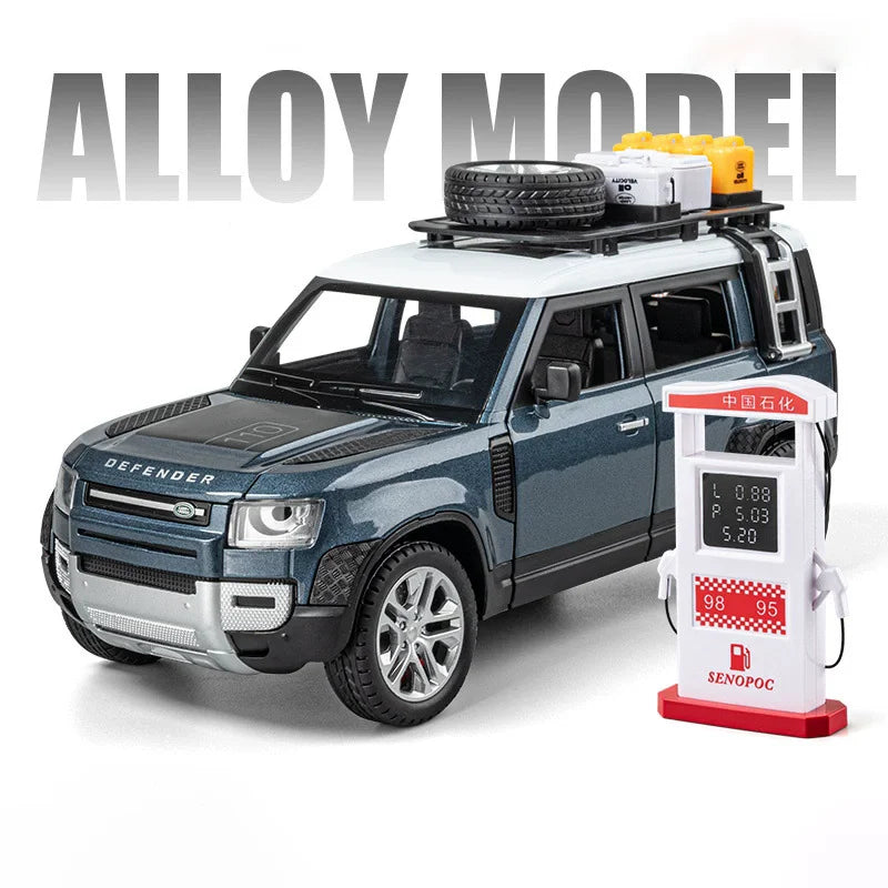 1:24 Land Rover Defender Range Rover Car Model Toy Alloy Diecast Sound Light SUV Off-road Vehicle Ornaments Gifts