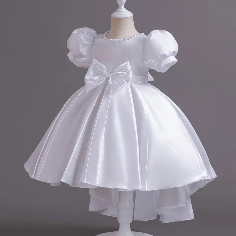 Elegant Backless Satin Flower Girl Gown