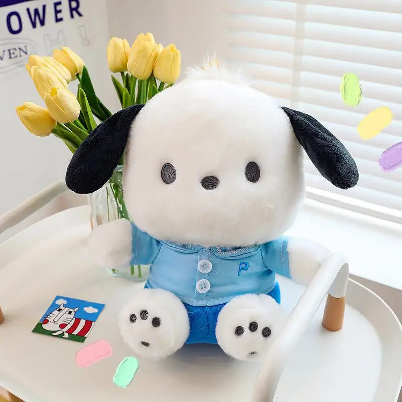 Cartoon Sanrio Pochacco Plush Toy Soft Stuffed Doll Cute Sofa Cushion Bedroom Decoration Soothing Pillow Anime Gift