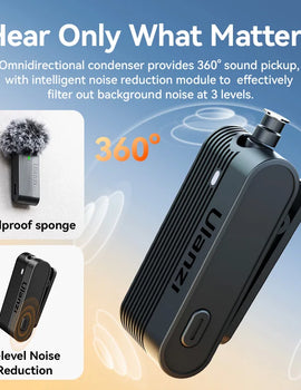 Wireless Microphone Lavalier MIC for iPhone 16 15 Pro(Max) Camera Sound Recording Real-time Monitoring J12 Upgrade