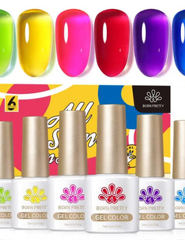7ml 6Pcs Soda Ice Jelly Gel Nail Polish Set Gorgeous Color Full Coverage Semi Permanent Varnish Soak Off UV Gel