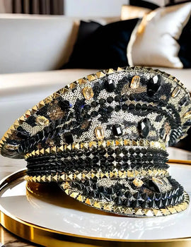 Steampunk Dark Gold Punk Captain Hat Masquerade Halloween Military Cap Halloween Party Adult Party Cruise party Music Festival