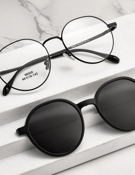 Fashion Polarizing Clip Eyewear UV Retro Round Multifunctional Optical Prescription Eyeglasses Frame For Men and Women