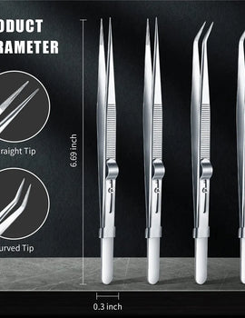 16CM Professional High Precision Stainless Steel Jewelry Tweezers Sandblasting DIY Diamond Gem Jewelry Jeweler's Slotted Buckle