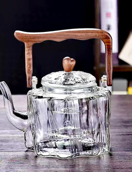 Large Capacity 1300ml Wooden Handle Glass Teapot High Borosilicate Heat Resistant Glass Beam Tea Pot Kungfu Tea Set Teaware