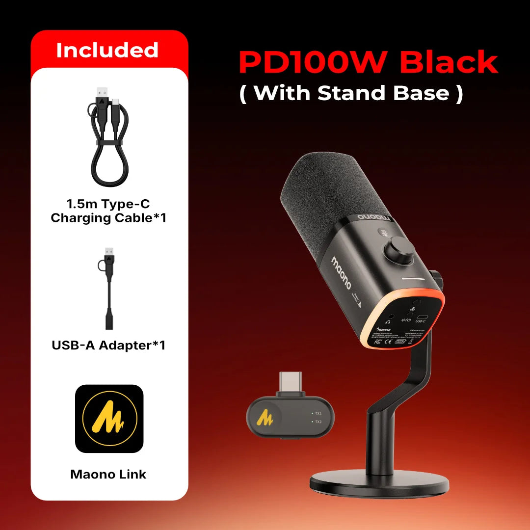 Wireless Dynamic Gaming Microphone with RGB Lighting and Noise Reduction
