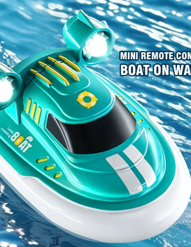Mini Rc Boat 1/32 Radio Remote Controlled High Speed Ship with Led Light Palm Boat Summer Water Toy Pool Toys Models Gifts