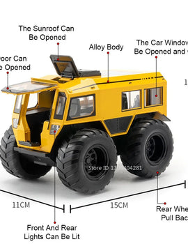 1/24 Russia All-terrain Vehicle Alloy Models Toys Diecast Doors Opened Sound Light Pulll Back Off-road Cars 's Toy Gifts