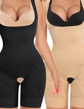Women Bodysuit Shaperwear Waist Trainer Slimming Under bust Open Crotch Tummy Control Full Body Shaper