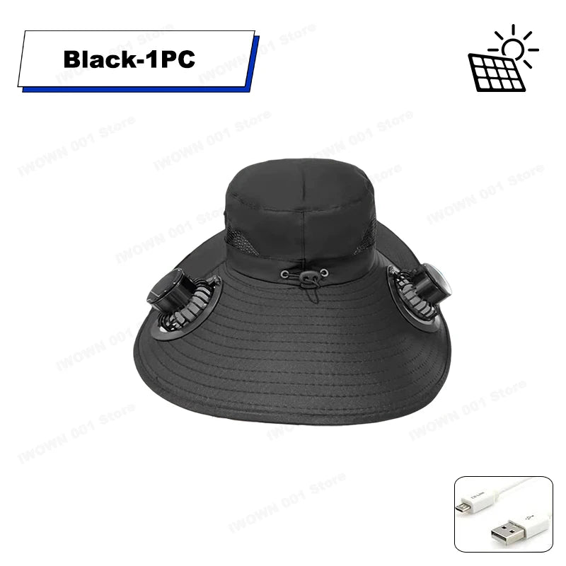 USB Cooling Fan Baseball Cap With Adjustable Fan