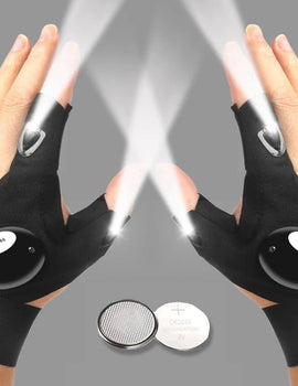 LED Half Finger Glove for Men Women Outdoor Waterproof Night Fishing Bait Cycling Running Flashlight Durable Fingerless Gloves