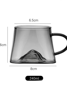 250ml 3D Mountains Heat Resistant Glass Tea Cup with Handle Water Milk Coffee Cup Kung Fu Tea Set Drinkware