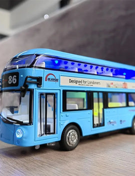 1/36 Double-decker Bus Model Car Toy Alloy Diecast Sound Light Metal Vintage London Autobus Models Toys Collection s Gifts
