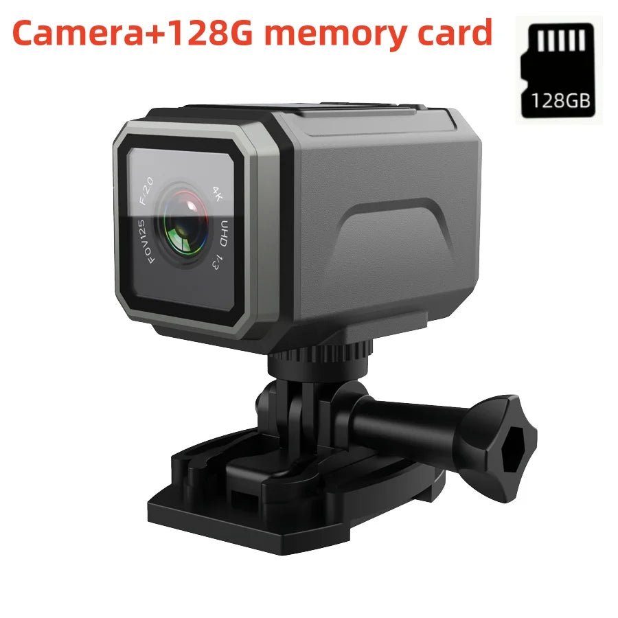 4K Ultra HD WiFi Mini Action Camera Wearable Helmet Bicycle Motorcycle Sports Camera with Wide Angle Lens and Built In Mic