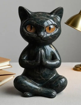Yoga Cat Statue Meditation Cat Figurine Zen Yoga Cat Figurine for Home Decor Resin Statue for Bedroom Room Office Modern