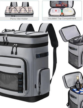 30L Waterproof Insulated Backpack Camping Fishing Pack Keep Food Hot Cold Lunch Rucksack Outdoor Travel Beach Picnic Thermal Bag