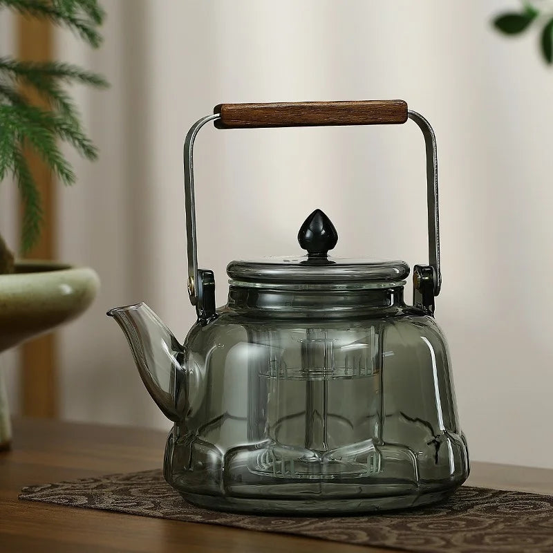 1000ml Lotus Shape Heat-resistant Glass Teapot With Tea Strainer Infuser Steaming and Boiling Flower Puer Kungfu Beam Tea Pot