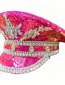 Luxury Festival Captain Hat Rhinestone Military Cap Sergeant Hat Mucis Festival Steampunk Caps for Unisex Adult Masquerade