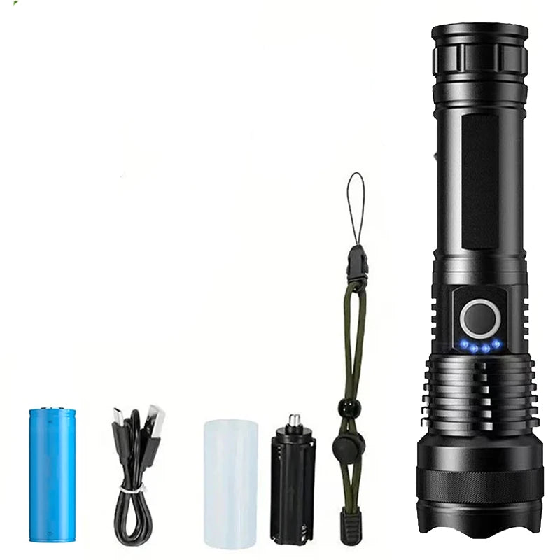 High Power Rechargeable LED Flashlight With Zoom And USB Charging