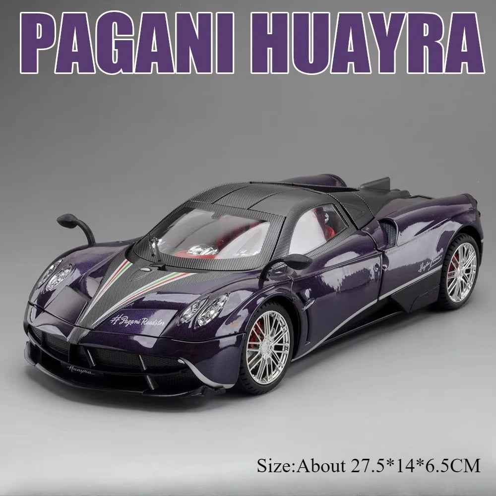 1:18 918 Spyder Martini Pagani Huayra Diecast Alloy Model Toys Car Doors Opened with Sound Light Miniature Vehice Adult Boy Gift