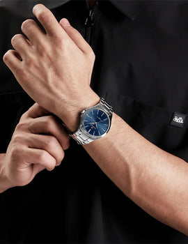 Watches Stainless Steel Simple Calendar Male Waterproof Wristwatches