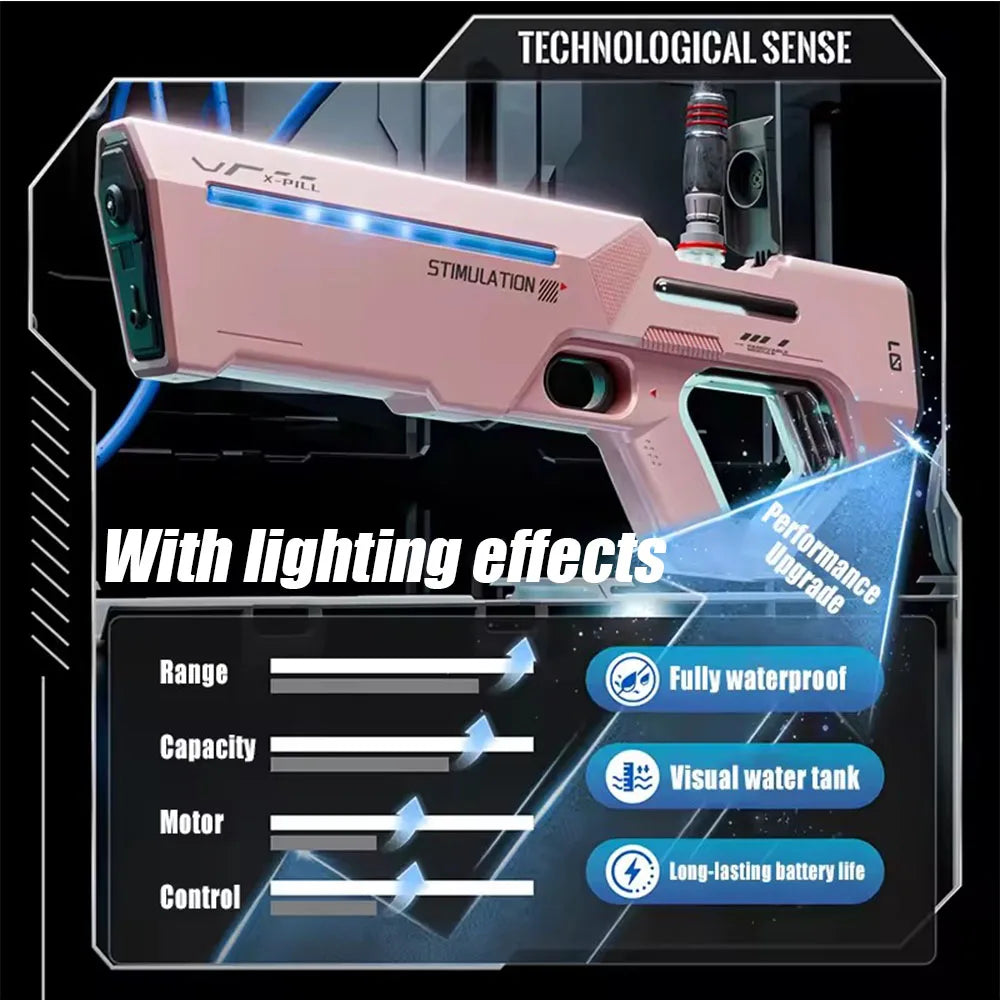 Electric Water Gun with Automatic Water Absorption – Powerful Long-Range Water Blaster for Summer Outdoor Beach Play