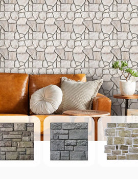 10pcs 3D Faux Stone Wall Panels, Self-adhesive Tile Stickers for Living Room, TV Background, Water and Mold Resistant, 30x30cm