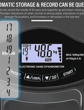 396Lbs/180Kg Digital Hand Dynamometer Grip Grip Strength Tester with LCD Screen for Forearm Training Finger Power Weightlifting
