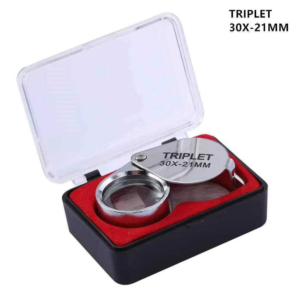 10X 20X 30X Triplet Jewelry Loupe Pocket Magnifier Glass