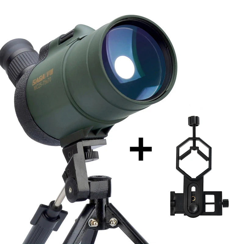 Professional Spotting Scope, Monocular Telescope, Waterproof Telescope, Hunting Bird Watching Target, MC25-75x70 Zoom