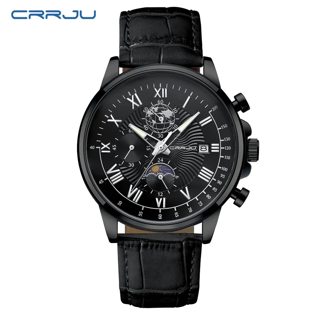 Watch Fashion Business Quartz Watch Sun, Moon and Star Multifunctional Luminous Waterproof Father's Day Gift