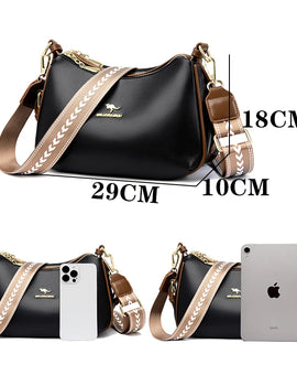 Cowhide Crossbody Bag Straps Tote Lady Shoulder Bags Leather Messenger Bag
