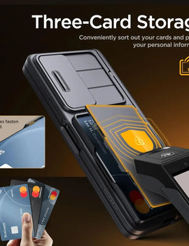 For Samsung Galaxy Z Fold 6 Case with Card Holder and Bulit in S Pen Holder Rugged Hinge Protection Wallet Kickstand Phone Case