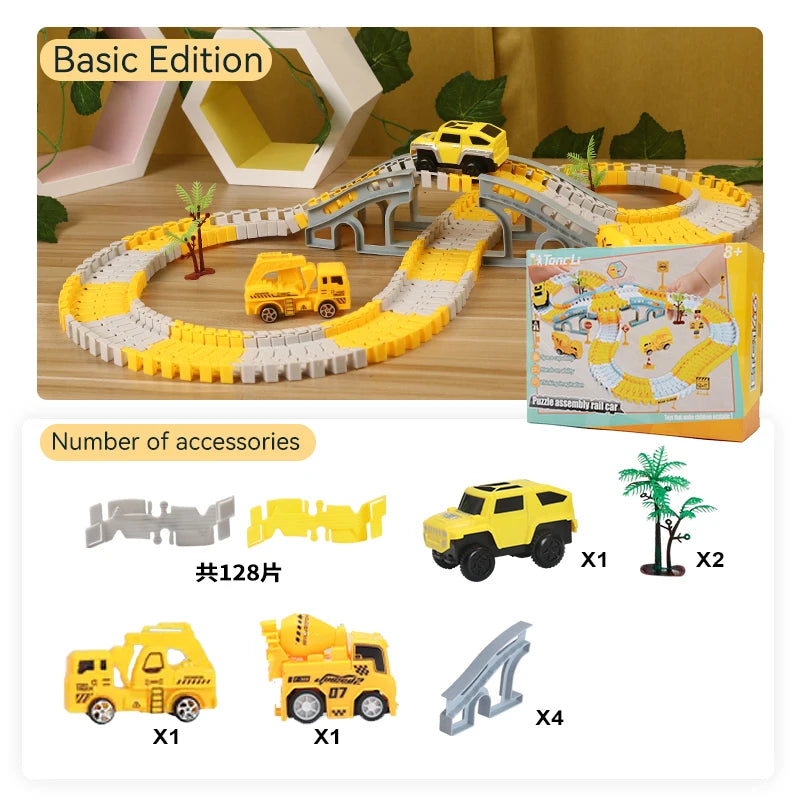 137pc Boys Halloween Christmas gifts Diy Car track Assemble puzzle toys parent- interactive Building toys Family party toys