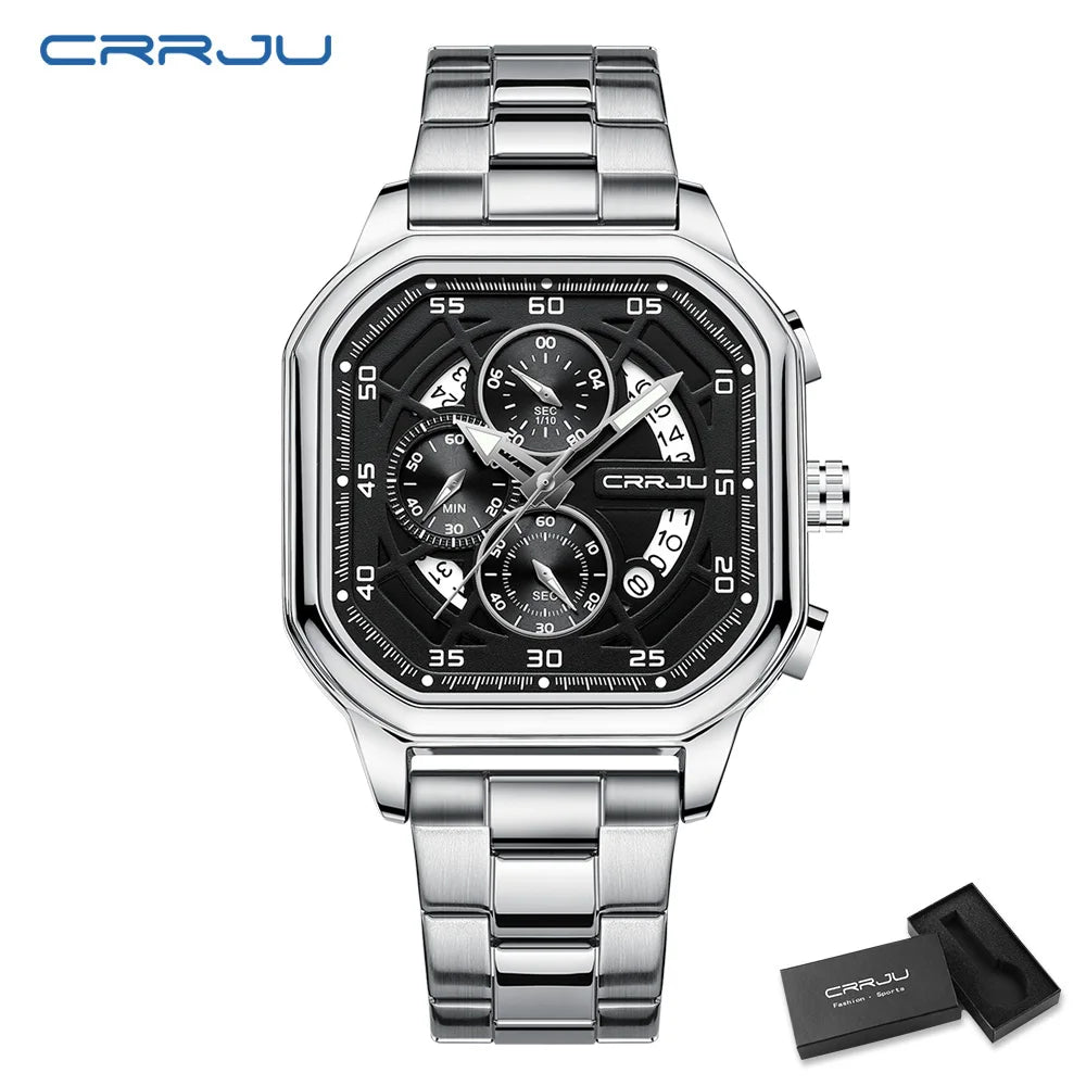 Men Watch Stainless Steel Chronograph Watches for Men Luxury Waterproof Date Analog Quartz Business Clock