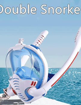 Snorkeling Mask Double Tube Silicone Full Dry Diving Mask Adult Swimming Mask Diving Goggles Self Contained Underwater Breathing