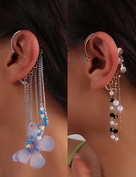 1pc New Stylist Boho Butterfly Star Crystal Earrings No Piercing Long Ear Cuff Earrings Bohemia Jewelry